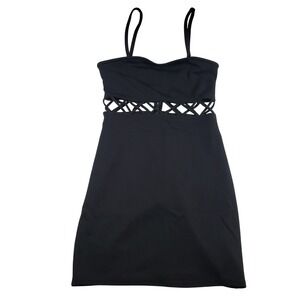 Guess Black Strappy Cutout Bodycon Mini Dress Size S Polyester Spandex